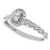 10k White Gold Diamond Oval Halo Engagement Ring Braided Promise Band 0.10 Ct.