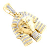 10K Yellow Gold Round Diamond Egyptian King Pharaoh Pendant 1.65" Charm 1/2 CT.