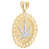 10 karat gult guld marihuana hamp blad miami cubanske link kant vedhæng 1,90" charme