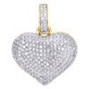 10K Yellow Gold Round Diamond Dome Heart Pendant 1" Fancy Statement Charm 3/4 CT