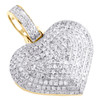 10K Yellow Gold Round Diamond Dome Heart Pendant 1" Fancy Statement Charm 3/4 CT