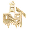 10K Yellow Gold Baguette Diamond Trap House Statement Pendant 2.20" Charm 3.50 CT.