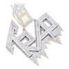 10K Yellow Gold Baguette Diamond Trap House Statement Pendant 2.20" Charm 3.50 CT.