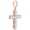 10K Rose Gold Round Diamond Statement Cross Pendant 1.60" Fancy Charm 1.25 CT.