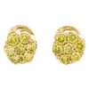 10K Yellow Gold Unisex Canary Yellow Diamond Flower Studs 7mm Earrings 0.70 CT.