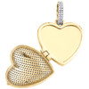 10K Yellow Gold Diamond Heart Memory Picture Frame Locket Pendant Charm 0.90 CT.
