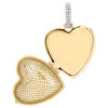 10K Yellow Gold Diamond Heart Memory Picture Frame Locket Pendant Charm 0.90 CT.