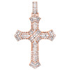 10K Rose Gold Round & Baguette Diamond Cluster Cross Pendant 2.50" Charm 3.20 CT