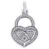 10K White Gold Round Diamond Heart & Lock Pendant 1.20" Statement Charm 1.50 CT.