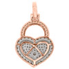 10K Rose Gold Round Diamond Heart & Lock Pendant 1.20" Statement Charm 1.50 CT.