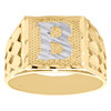 Echter 10-Karat-Gelbgold-Diamantschliff-Anfangsbuchstabe-B-Statement-Ring für den kleinen Finger, 11,50 mm