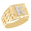 Echter 10-Karat-Gelbgold-Diamantschliff-Anfangsbuchstabe-K-Statement-Ring für den kleinen Finger, 11,50 mm