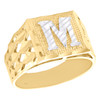 Echter 10-Karat-Gelbgold-Diamantschliff-Anfangsbuchstabe-M-Statement-Ring für den kleinen Finger, 11,50 mm