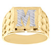 Real 10K Yellow Gold Diamond Cut Initial Letter M Statement Pinky Ring 11.50mm