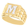 Echter 10-Karat-Gelbgold-Diamantschliff-Anfangsbuchstabe-M-Statement-Ring für den kleinen Finger, 11,50 mm