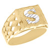Äkta 10 k gult guld diamantslipad initial bokstav s statement pinky ring 11,50 mm