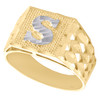 Echter 10-Karat-Gelbgold-Diamantschliff-Anfangsbuchstabe-S-Statement-Pinky-Ring, 11,50 mm