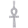 pendentif croix Ankh en or blanc 10 carats avec véritable diamant, ensemble de griffes, breloque de 1,15 pouces, 0,10 ct