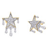 10K Yellow Gold Round Diamond Super Star Drip Stud 19mm Cluster Earrings 3/4 CT.
