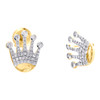 10K Yellow Gold Round Diamond Crown King Cluster Stud 13mm Pave Earrings 1/4 CT.