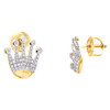 10K Yellow Gold Round Diamond Crown King Cluster Stud 13mm Pave Earrings 1/4 CT.