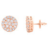 10K Rose Gold Round Diamond Circle Cluster Stud 11.50mm Halo Earrings 1.37 CT.