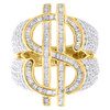 10K Yellow Gold Round Baguette Diamond Money Dollar Sign 31mm Pinky Ring 3.75 CT