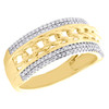 10K Yellow Gold Round Diamond Cuban Link Wedding Band 9mm Statement Ring 1/3 CT.