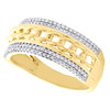 10K Yellow Gold Round Diamond Cuban Link Wedding Band 9mm Statement Ring 1/3 CT.