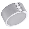 14K White Gold Round Diamond 3 Stone Matte Wedding Band 11mm Wide Ring 1/2 CT.