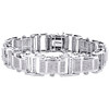 10K White Gold Round Diamond 12mm Square  Link 8.50" Statement Braeclet 2.75 CT.