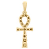 10K Yellow Gold Yellow Diamond Ankh Cross Pendant Prong Set 1.15" Charm 0.10 CT.