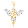 1/10ème pendentif ange priant en or jaune 10 carats bicolore taille diamant 2,35" charme