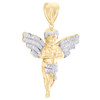 colgante de ángel orante con talla de diamante en dos tonos de oro amarillo de 10 k de 1/10, dije de 2,35"