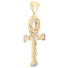 colgante de cruz ankh egipcia con talla de diamante en dos tonos de oro amarillo de 10 k de 1/10, dije de 3"