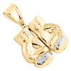 1/10th 10K Yellow Gold Two Tone Diamond Cut Boxing Gloves Pendant 1.65" Charm