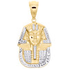 1/10th 10K Yellow Gold Two Tone Diamond Cut King Tut Pharaoh Pendant 2" Charm