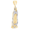 1/10th 10K Yellow Gold Two Tone Diamond Cut Mother Mary Pendant 1.50" Charm