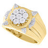 10K Yellow Gold Round Diamond Tier Fluted Band 15mm Statement Pinky Ring 1/5 CT.