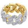 10K Yellow Gold Round & Baguette Diamond Cuban Eternity Band 12mm Ring 2.33 CT.