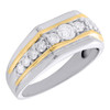 10K White Gold Two Tone Round Diamond Fancy Wedding Band 9mm Prong Set Ring 1 CT