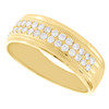 10K Yellow Gold Round Diamond 2 Row Prong Set Wedding Band 7.50mm Ring 1/2 CT.