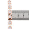 10K Rose Gold Round & Baguette Diamond Square Halo 7mm Link 9" Bracelet 4.20 CT.