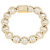 10K Yellow Gold Round & Baguette Diamond 14mm Puff Anchor Link Bracelet 10.60 CT