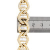 10K Yellow Gold Round & Baguette Diamond 14mm Puff Anchor Link Bracelet 10.60 CT