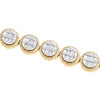 10K Yellow Gold Round & Baguette Diamond 12mm Cluster Statement Bracelet 6.25 CT