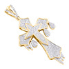 10K Yellow Gold Round Diamond Fancy Cross Pendant 2.10" Pave Drip Charm 3/4 CT.