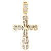 10K Yellow Gold Round Diamond Circle Halo Cluster Pendant 2.25" Charm 1.50 CT.