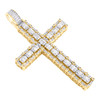 10K Yellow Gold Round & Baguette Diamond Cluster Cross Pendant 3" Charm 3 CT.