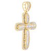 10K Yellow Gold Round & Baguette Diamond Tiered Cross Pendant 2.40"Charm 3.75 CT